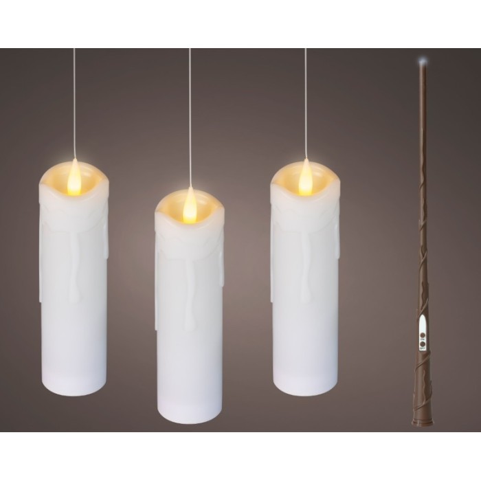 CANDELE FLUTTUANTI 3 LED CON BACCHETTA MAGICA H.19